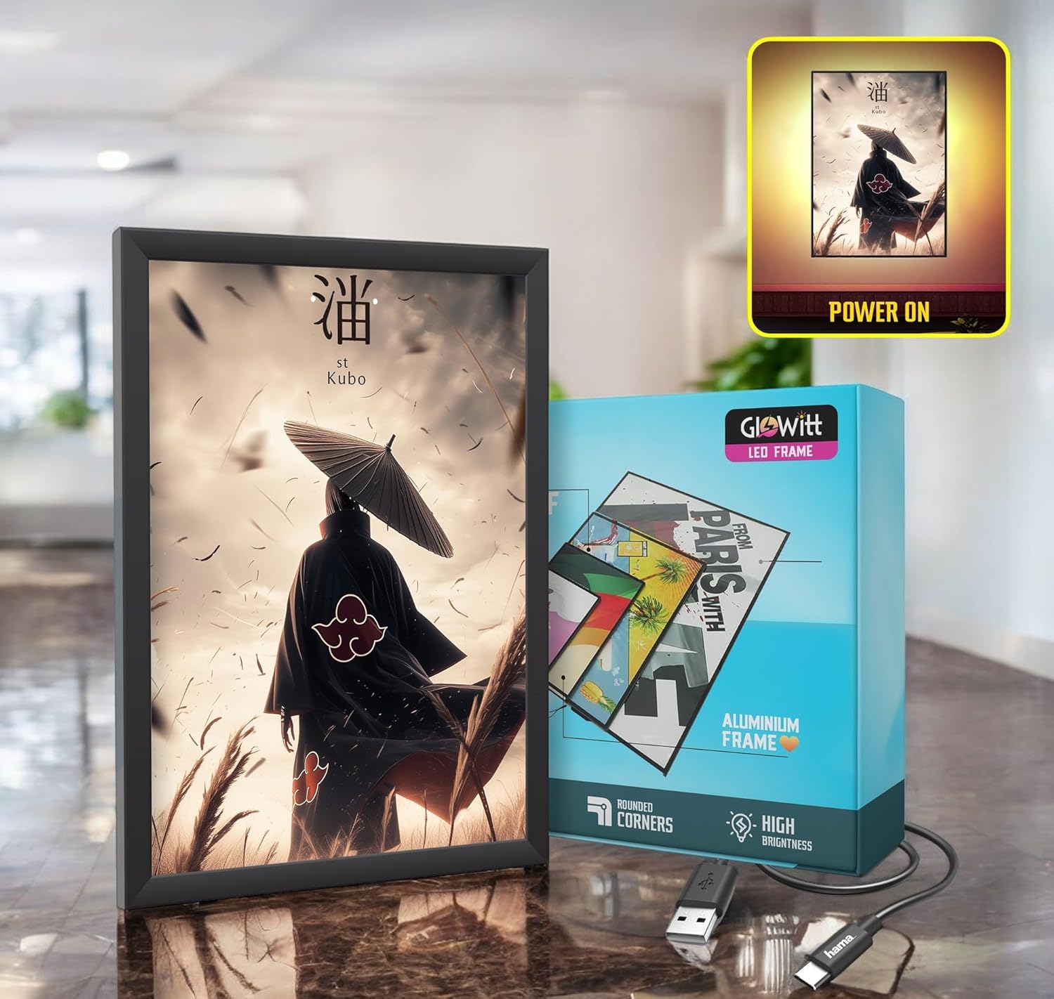 Itachi Brown LED Photo Frame / Lightbox Poster For Walls Or Tabletops